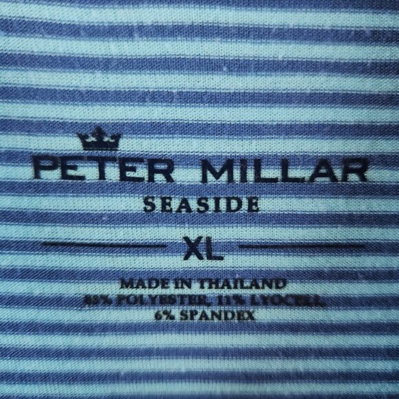 Peter Millar Seaside Polo Shirt Striped Blue XL Stretch Golf Short Sleeve Adult - Picture 9 of 11